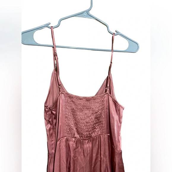 NWT Abercrombie & Fitch Pink Satin Silky Button Front Mini Slip Dress Size Small - Picture 3 of 6